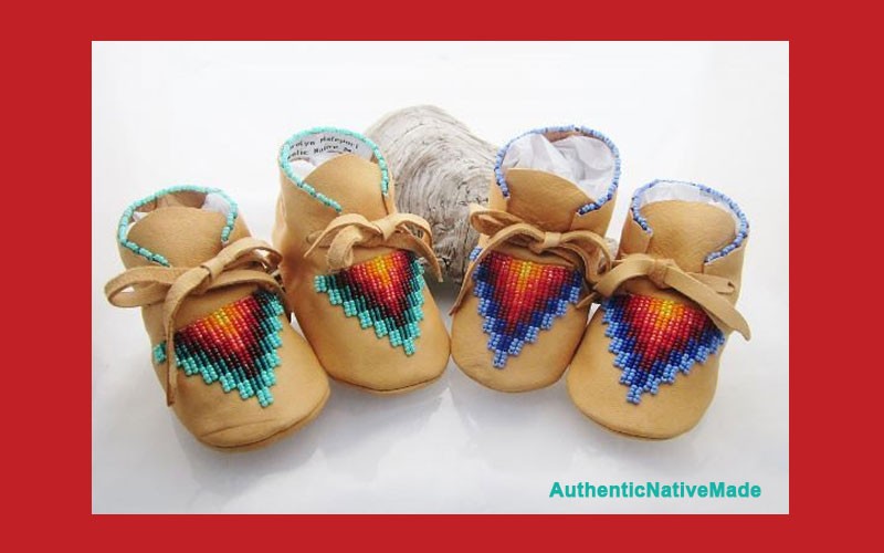 Adorable Native American Beaded Baby Moccasins