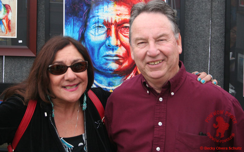 John Balloue with Becky Olvera Schultz, Stanford Powwow 2016